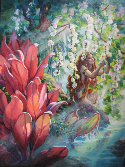 Mermaid Gathering Flowers